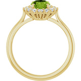 10K Gold Emerald Natural Peridot & Lab-Grown Diamond Halo-Style Ring - Yellow Gold - view 2