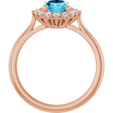 14K Gold Emerald Lab-Grown Diamond Halo-Style Ring - Rose Gold - view 2