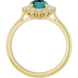 14K Gold Oval Natural Diamond Halo-Style Ring - Yellow Gold - view 2