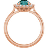 14K Gold Oval Natural Diamond Halo-Style Ring - Rose Gold - view 2