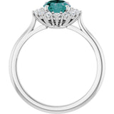Platinum Oval Natural Diamond Halo-Style Ring - view 2