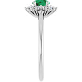 14K Gold Emerald Lab-Grown Emerald & Lab-Grown Diamond Halo-Style Ring - White Gold - view 4
