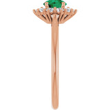 14K Gold Emerald Lab-Grown Emerald & Lab-Grown Diamond Halo-Style Ring - Rose Gold - view 4