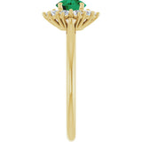14K Gold Emerald Lab-Grown Emerald & Lab-Grown Diamond Halo-Style Ring - Yellow Gold - view 4
