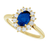 10K Gold Emerald Lab-Grown Blue Sapphire & Lab-Grown Diamond Halo-Style Ring - Yellow Gold - view 5