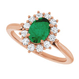 14K Gold Emerald Lab-Grown Emerald & Lab-Grown Diamond Halo-Style Ring - Rose Gold - view 5