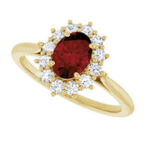 10K Gold Emerald Natural Mozambique Garnet & Lab-Grown Diamond Halo-Style Ring - Yellow Gold - view 5