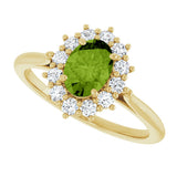 10K Gold Emerald Natural Peridot & Lab-Grown Diamond Halo-Style Ring - Yellow Gold - view 5