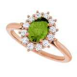 14K Gold Emerald Natural Peridot & Lab-Grown Diamond Halo-Style Ring - Rose Gold - view 5