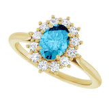 14K Gold Emerald Lab-Grown Diamond Halo-Style Ring - Yellow Gold - view 5