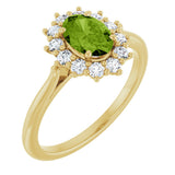 10K Gold Emerald Natural Peridot & Lab-Grown Diamond Halo-Style Ring - Yellow Gold