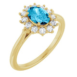 14K Gold Emerald Lab-Grown Diamond Halo-Style Ring - Yellow Gold