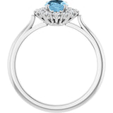 10K Gold Emerald Natural Sky Blue Topaz & Lab-Grown Diamond Halo-Style Ring - White Gold - view 2