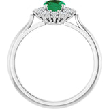 14K Gold Emerald Lab-Grown Emerald & Lab-Grown Diamond Halo-Style Ring - White Gold - view 2