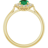14K Gold Emerald Lab-Grown Emerald & Lab-Grown Diamond Halo-Style Ring - Yellow Gold - view 2