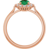 14K Gold Emerald Lab-Grown Emerald & Lab-Grown Diamond Halo-Style Ring - Rose Gold - view 2