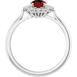 10K Gold Emerald Natural Mozambique Garnet & Lab-Grown Diamond Halo-Style Ring - White Gold - view 2