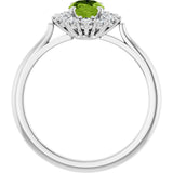 10K Gold Emerald Natural Peridot & Lab-Grown Diamond Halo-Style Ring - White Gold - view 2