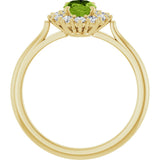 10K Gold Emerald Natural Peridot & Lab-Grown Diamond Halo-Style Ring - Yellow Gold - view 2