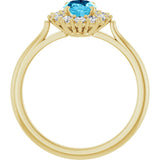 14K Gold Emerald Lab-Grown Diamond Halo-Style Ring - Yellow Gold - view 2