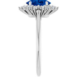 10K Gold Emerald Lab-Grown Blue Sapphire & Lab-Grown Diamond Halo-Style Ring - White Gold - view 4