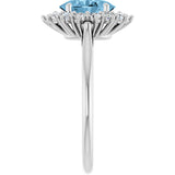 10K Gold Emerald Natural Sky Blue Topaz & Lab-Grown Diamond Halo-Style Ring - White Gold - view 4
