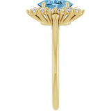 10K Gold Emerald Natural Sky Blue Topaz & Lab-Grown Diamond Halo-Style Ring - Yellow Gold - view 4