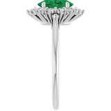 Platinum Emerald Lab-Grown Emerald & Lab-Grown Diamond Halo-Style Ring - view 4