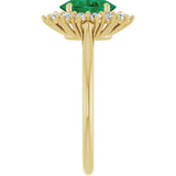 14K Gold Emerald Lab-Grown Emerald & Lab-Grown Diamond Halo-Style Ring - Yellow Gold - view 4