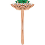 14K Gold Emerald Lab-Grown Emerald & Lab-Grown Diamond Halo-Style Ring - Rose Gold - view 4