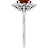 10K Gold Emerald Natural Mozambique Garnet & Lab-Grown Diamond Halo-Style Ring - White Gold - view 4