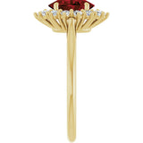 10K Gold Emerald Natural Mozambique Garnet & Lab-Grown Diamond Halo-Style Ring - Yellow Gold - view 4