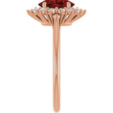 14K Gold Emerald Natural Mozambique Garnet & Lab-Grown Diamond Halo-Style Ring - Rose Gold - view 4