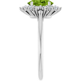 10K Gold Emerald Natural Peridot & Lab-Grown Diamond Halo-Style Ring - White Gold - view 4
