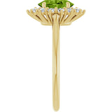 10K Gold Emerald Natural Peridot & Lab-Grown Diamond Halo-Style Ring - Yellow Gold - view 4