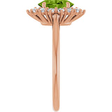 14K Gold Emerald Natural Peridot & Lab-Grown Diamond Halo-Style Ring - Rose Gold - view 4