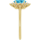 10K Gold Emerald Lab-Grown Diamond Halo-Style Ring - Yellow Gold - view 4