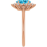 14K Gold Emerald Lab-Grown Diamond Halo-Style Ring - Rose Gold - view 4