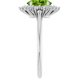 14K Gold Oval Natural Peridot & Natural Diamond Halo-Style Ring - White Gold - view 4