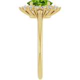 14K Gold Oval Natural Peridot & Natural Diamond Halo-Style Ring - Yellow Gold - view 4