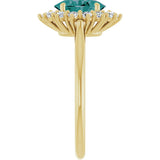14K Gold Oval Natural Diamond Halo-Style Ring - Yellow Gold - view 4