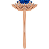 14K Gold Oval Lab-Grown Blue Sapphire & Natural Diamond Halo-Style Ring – 8x6mm - Rose Gold - view 4