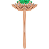 14K Gold Oval Lab-Grown Emerald & Natural Diamond Halo-Style Ring – 8x6mm - Rose Gold - view 4