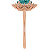 14K Gold Oval Natural Diamond Halo-Style Ring - Rose Gold - view 4