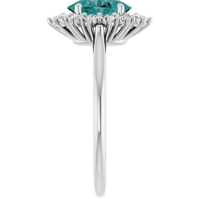 Platinum Oval Natural Diamond Halo-Style Ring - view 4