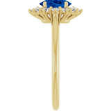 14K Gold Emerald Lab-Grown Blue Sapphire & Lab-Grown Diamond Halo-Style Ring - Yellow Gold - view 4