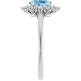 10K Gold Emerald Natural Sky Blue Topaz & Lab-Grown Diamond Halo-Style Ring - White Gold - view 4