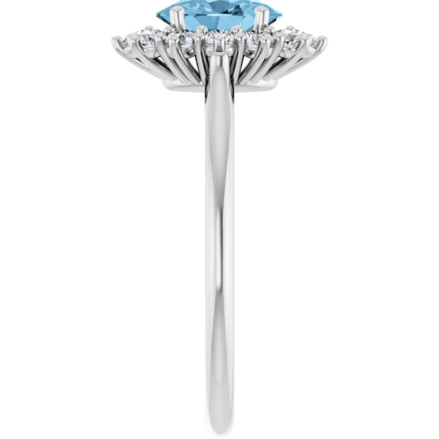 10K Gold Emerald Natural Sky Blue Topaz & Lab-Grown Diamond Halo-Style Ring - White Gold - view 4