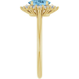 10K Gold Emerald Natural Sky Blue Topaz & Lab-Grown Diamond Halo-Style Ring - Yellow Gold - view 4
