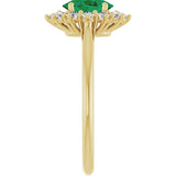 14K Gold Emerald Lab-Grown Emerald & Lab-Grown Diamond Halo-Style Ring - Yellow Gold - view 4